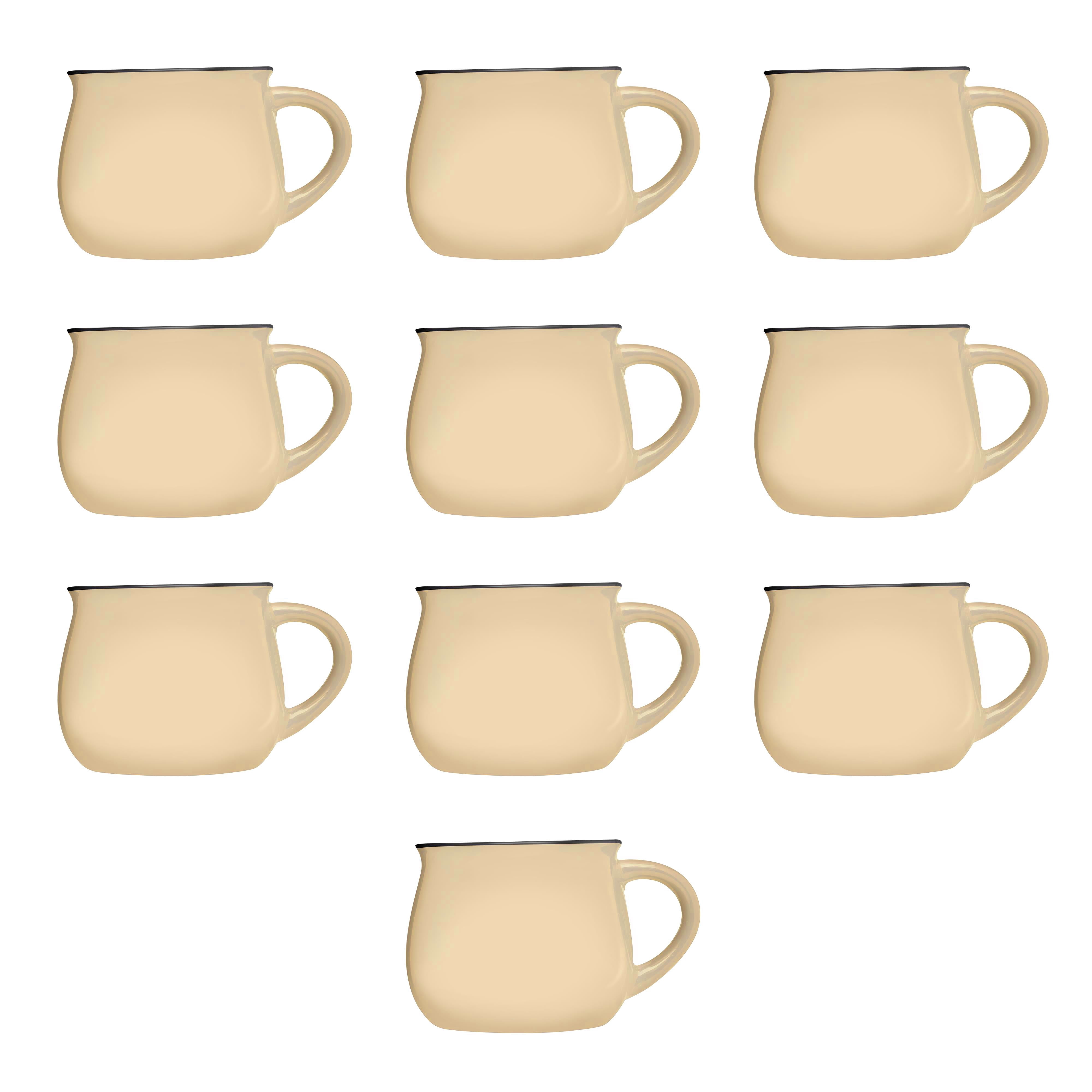 Glazed Campfire Coffee Mugs 12 oz. Set of 10, Bulk Pack - Perfect for Coffee, Tea, Espresso, Hot Cocoa, Other Beverages - Cream