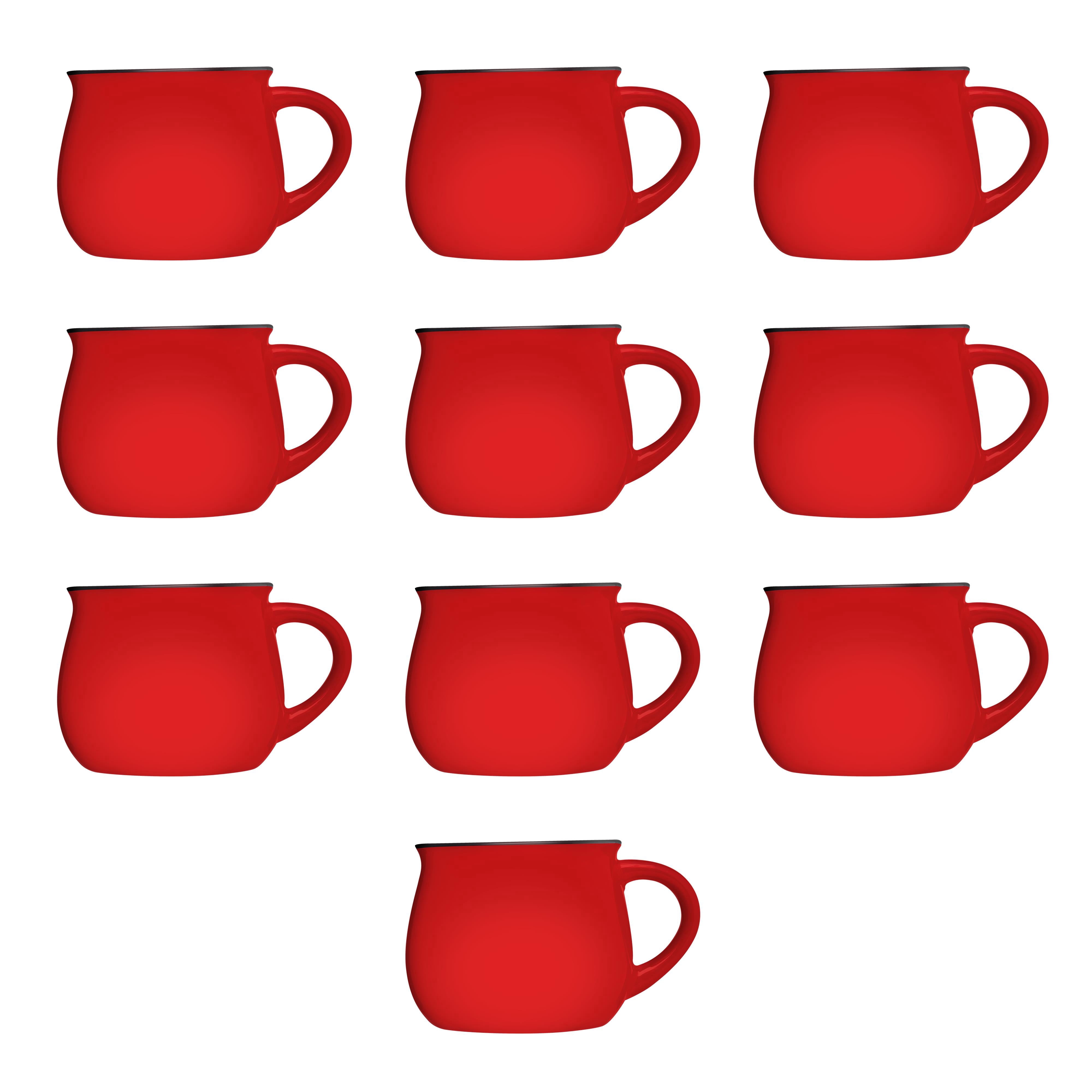 Glazed Campfire Coffee Mugs 12 oz. Set of 10, Bulk Pack - Perfect for Coffee, Tea, Espresso, Hot Cocoa, Other Beverages - Red