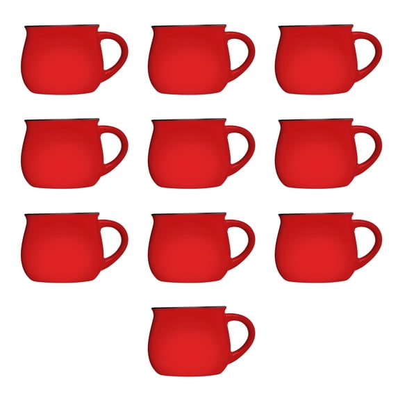 Glazed Campfire Coffee Mugs 12 oz. Set of 10, Bulk Pack - Perfect for Coffee, Tea, Espresso, Hot Cocoa, Other Beverages - Red