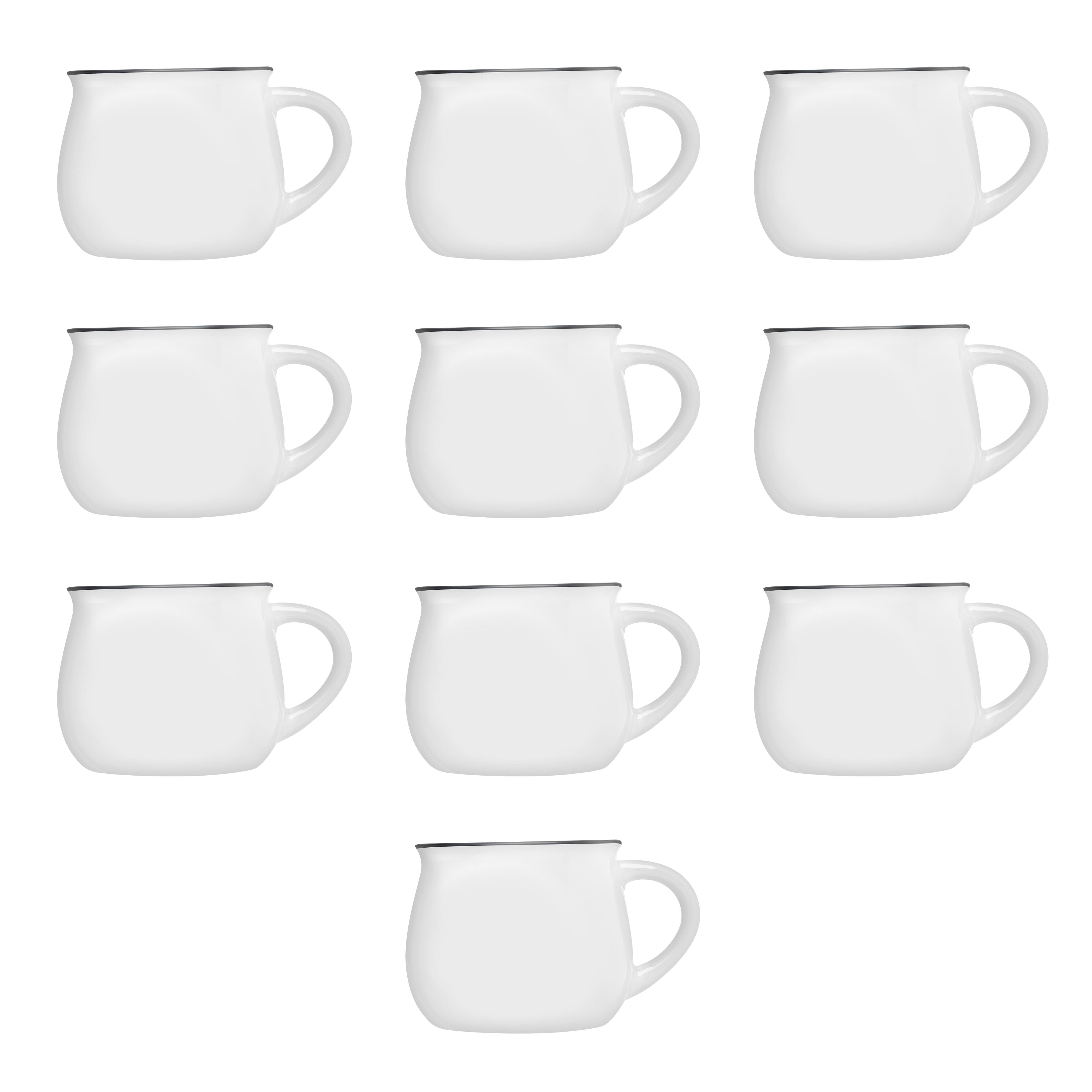 Glazed Campfire Coffee Mugs 12 oz. Set of 10, Bulk Pack - Perfect for Coffee, Tea, Espresso, Hot Cocoa, Other Beverages - White