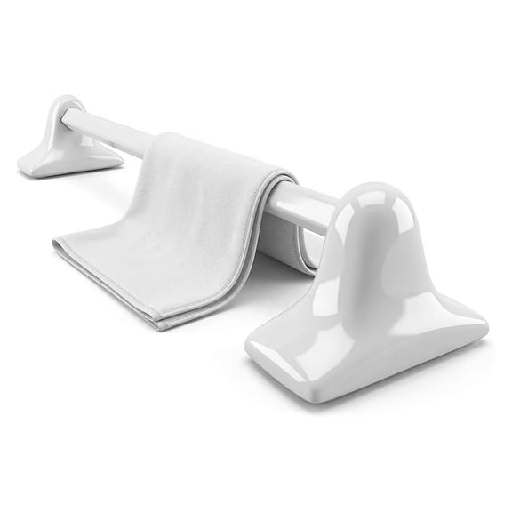 Glazed Ceramic Towel Bar White Bathroom Accessory Kit Wall Mount Towel Storage Insert