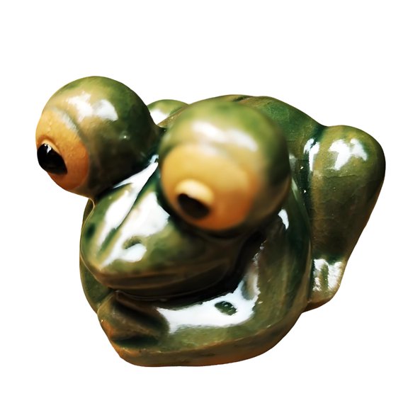 Glazed Ceramic Treefrog Figurine Big Eye Detail For Home Decoration Piece