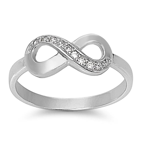 Glazed Infinity Cubic Zirconia Ring Sterling Silver 925