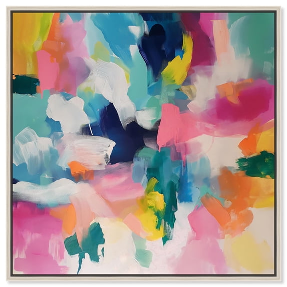 Glazed Melodies I Canvas Modern Colorful Print by Art Remedy, Silver Frame, 16" x 16"