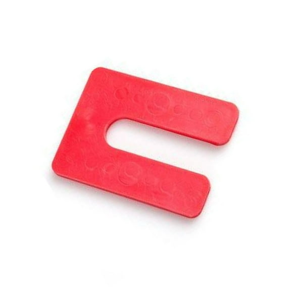 Glazelock GLZ22 1/8" Thick Shim 4"L x 3"W with7/8" Slot Square Horseshoe Plastic Flat Shims Red 500c/box