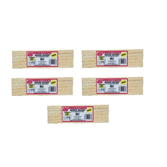 Glazelock Prescored Wood Shims 5- 12 packs; Total 60 shims