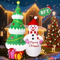 Glazina 8ft Christmas Inflatables, Holiday Outdoor Decorations, Blow Up, Snowman and Christmas Tree, Quick Inflation