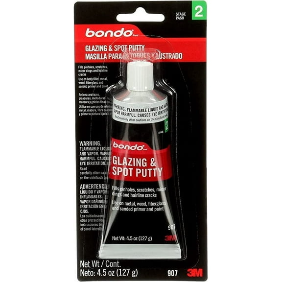 Bondo Glazing and Spot Putty - Fills Imperfections, Fast Dry - 4.5 oz, White