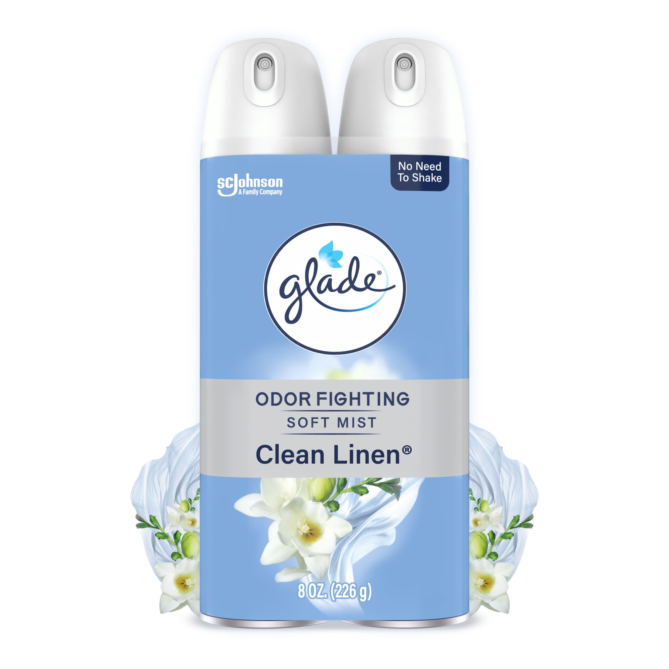 Air Freshener Spray, Clean Linen Scent, Fragrance Infused with Essential Oils, 8 oz, 2 Pack