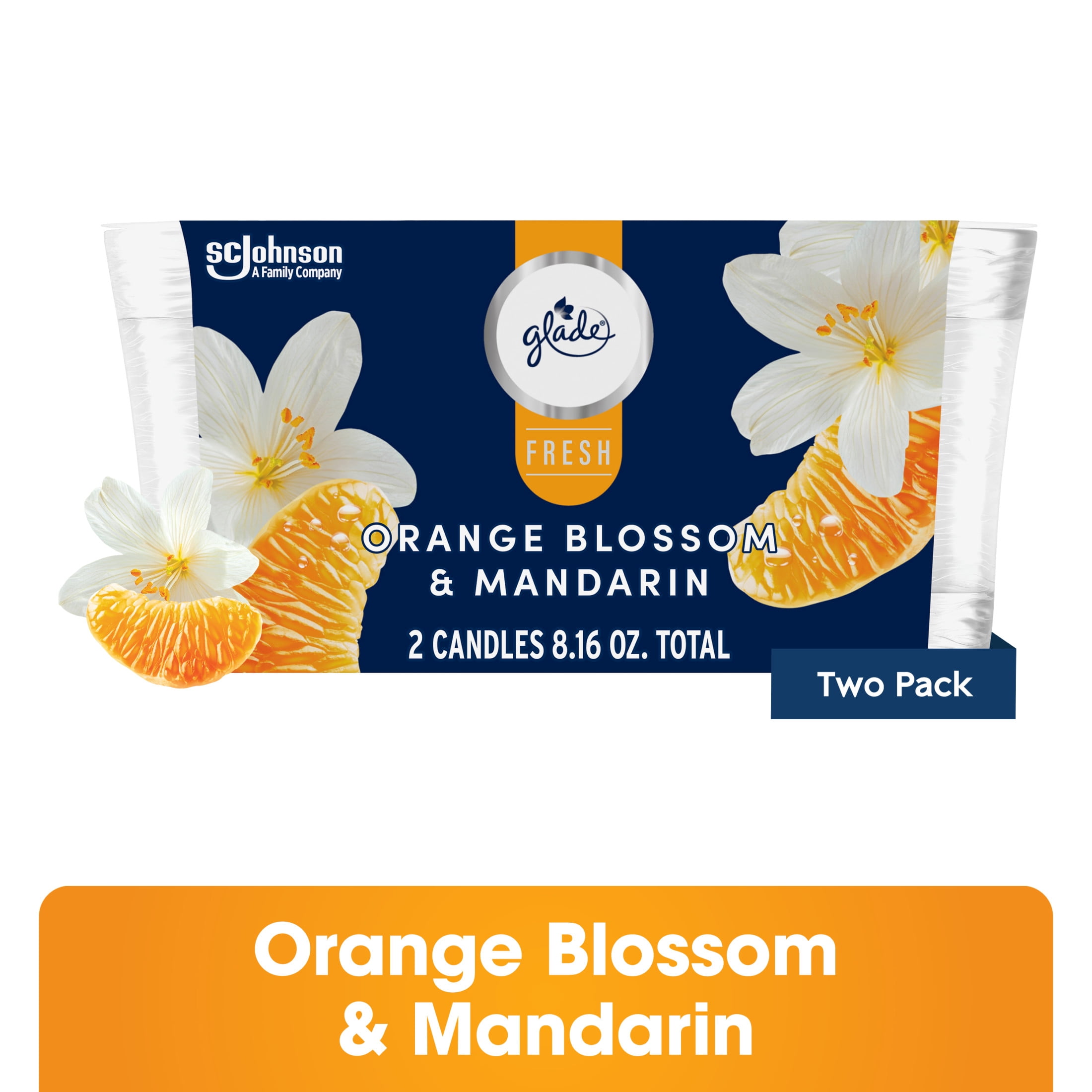 Glade Candles Orange Blossom & Mandarin Scent Fresh Collection 8.16 oz Pack of 2