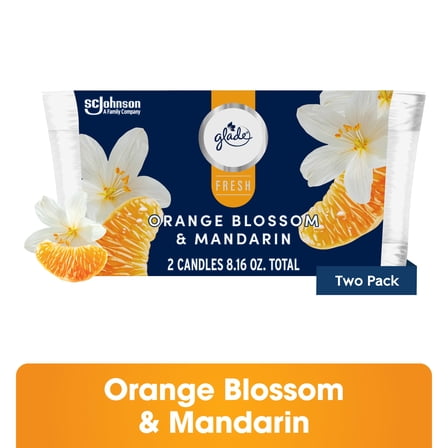 Glade® Candles, Orange Blossom & Mandarin, Fresh Collection, 8.16 oz, Pack of 2
