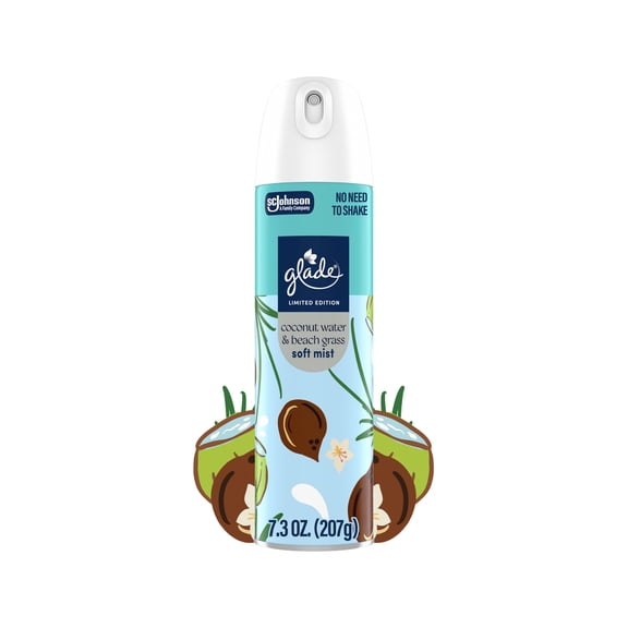 Glade Odor Fighting Soft Mist Air Freshener Room Spray, Coconut Water & Beach Grass, 7.3oz., 1 Count