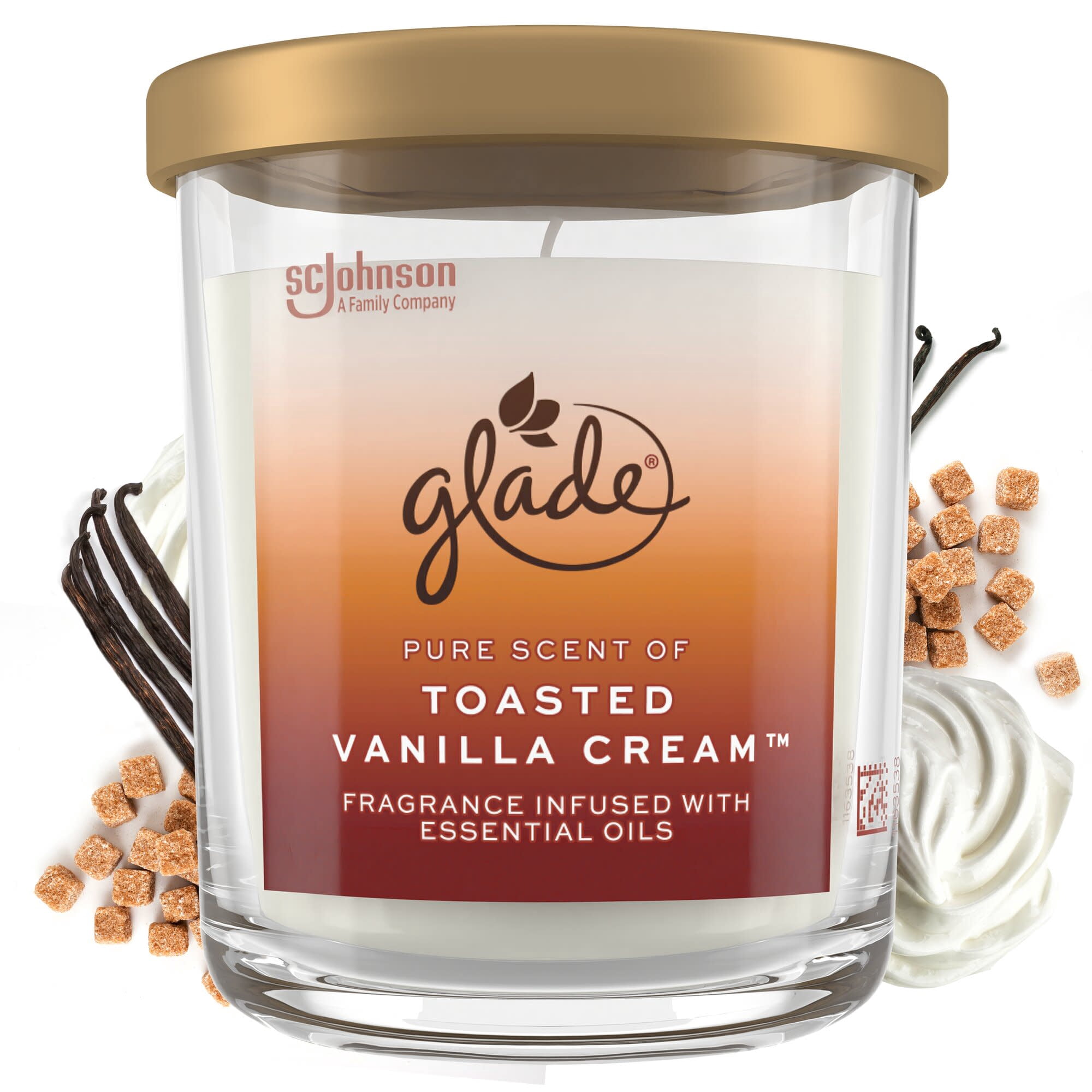 Glade Large Jar Scented Candle, Toasted Vanilla Cream, 16 oz, Burning time: Up to 85 hours
