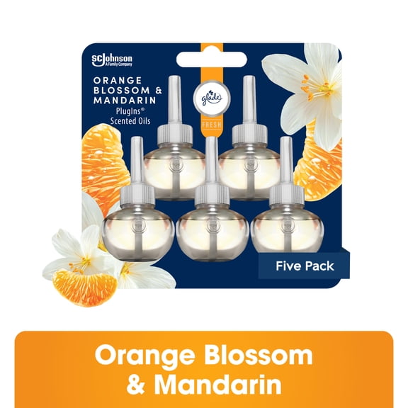 Glade® PlugIns® Scented Oil Air Freshener Refills, Orange Blossom & Mandarin, Fresh Collection, 0.67 fl oz Each, 5 Refills