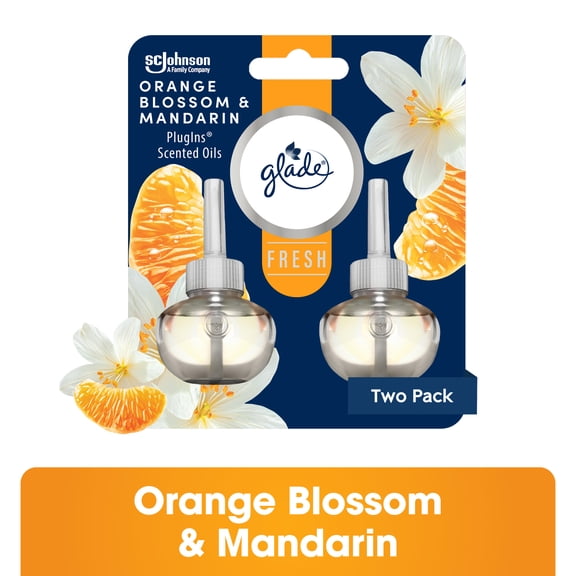 Glade® PlugIns® Scented Oil Air Freshener Refills, Orange Blossom & Mandarin, Fresh Collection, 0.67 fl oz Each, 2 Refills