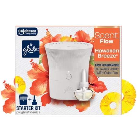 Glade Scent Flow PlugIns Air Freshener Starter Kit, Hawaiian Breeze Scented, 1 Device + 1 Refill, 0.67 fl oz