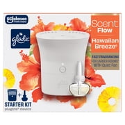 Glade  Scent Flow PlugIns  Air Freshener Starter Kit, Hawaiian Breeze, 1 Device + 1 Refill, 0.67 fl oz