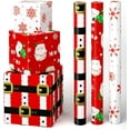 thumbnail image 1 of Gleam Adorn Christmas Wrapping Paper Rolls - 3 Rolls 17”x 120”Red Christmas Wrapping Paper for Holiday Gift Packing Decorations Santa Claus and Snowflake Design Wrap Paper with Cutting Lines, 1 of 16