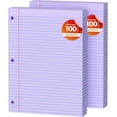 thumbnail image 1 of Gleam Adorn Purple Loose Leaf Paper 200 Sheets Colored Filler Paper 2 Pack 8 * 10.5 College Ruled Paper 3-Hole Punched Paper for 3-Ring Binders Notebook Lined 8" x 10.5", 1 of 14
