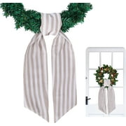 Gleam Adorn Wreath Sash for Front Door 4.5" x 56" Burlap Stripe Wreath Sash for Embroidery Garland Doorway Indoor Outdoor Wall Yard Ribbon Bow Christmas Thanksgiving Party Home Decor