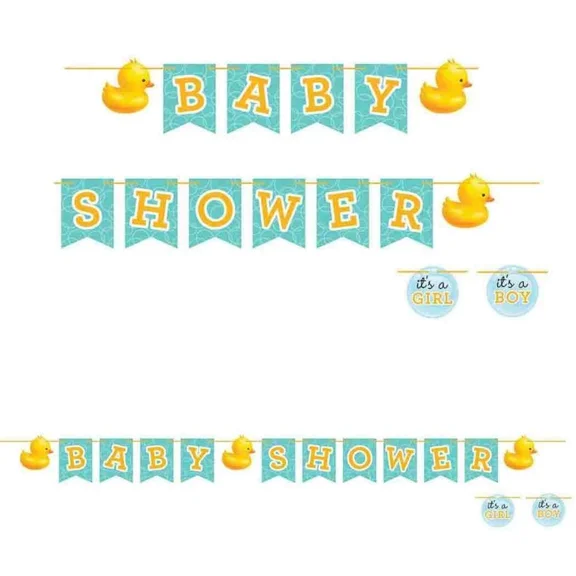 Gleam - Bubble Bath Rubber Ducky Duck Animal Baby Shower Party Decoration Ribbon Banner
