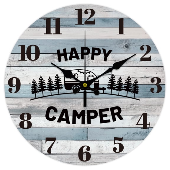 Gleamdisplay Camper Forest Wall Clock, 12 Inch - Silent Non-Ticking Battery Operated for Living Room Bedroom Kitchen Office