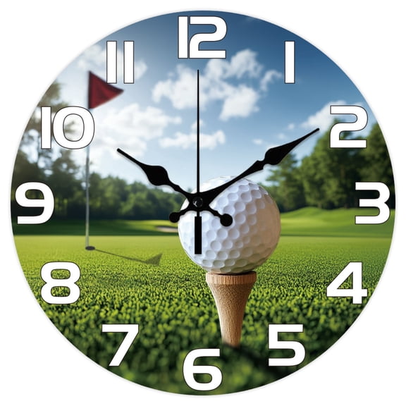 Gleamdisplay Golf Ball Wall Clock, 12 Inch - Silent Non-Ticking Battery Operated for Living Room Bedroom Kitchen Office