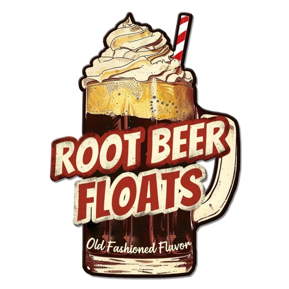 Gleamdisplay Root Beer Floats Vintage Metal Tin Sign, Retro Iron Wall Decor - for Kitchen Restaurant Coffee Shop Bar