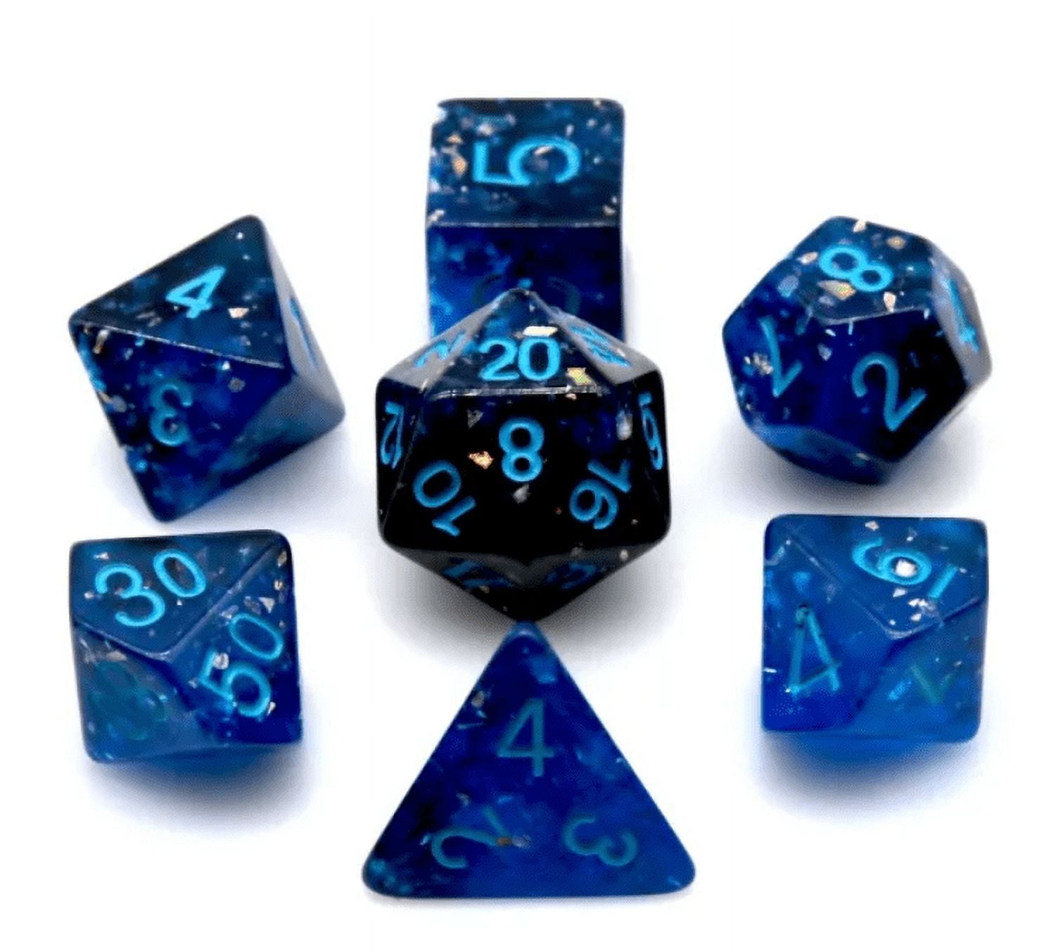 Gleaming Blue DnD Dice Set | Dungeons and Dragons | 7 Dice RPG ...