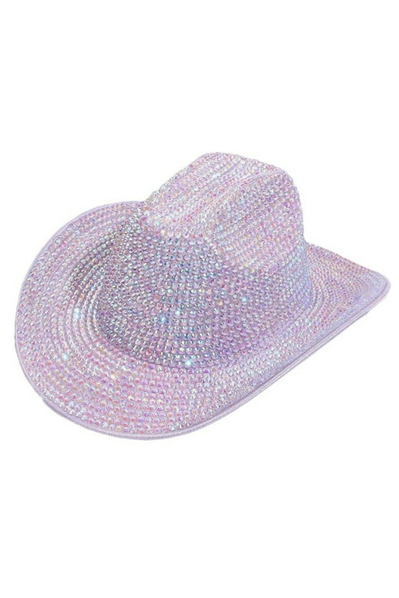 Gleaming Bride Hat Sparkly Rhinestones Embellished Panama Hat for Party