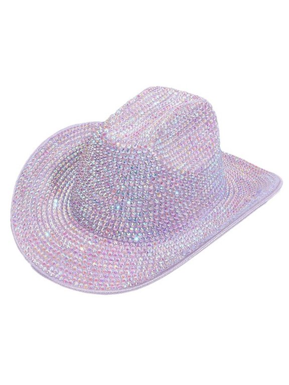 Gleaming Bride Hat Sparkly Rhinestones Embellished Panama Hat for Party