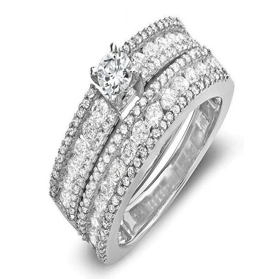 Gleaming Diamond Wedding Set 2 Carat Round Cut Diamond on 10k Gold