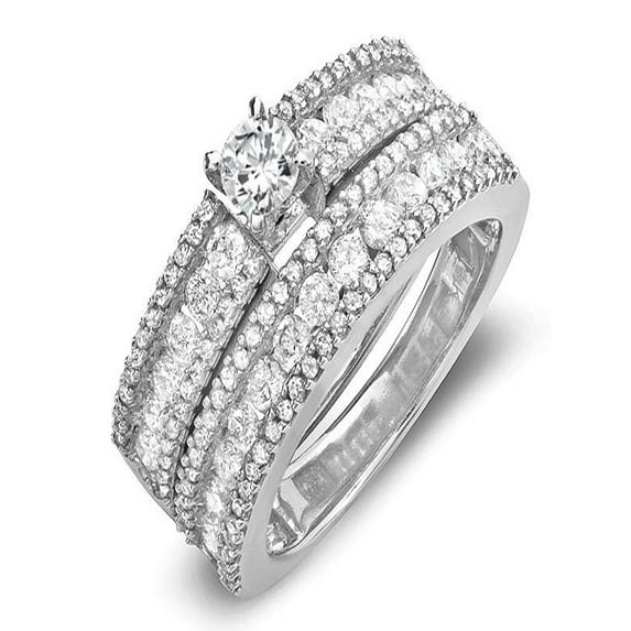 Gleaming Diamond Wedding Set 2 Carat Round Cut Diamond on 10k Gold