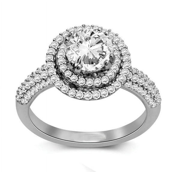 Gleaming Halo Diamond Ring 2.00 Carat Round Cut Diamond on Gold