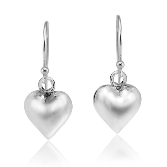Gleaming Heart Full of Love Sterling Silver .925 Dangle Earrings