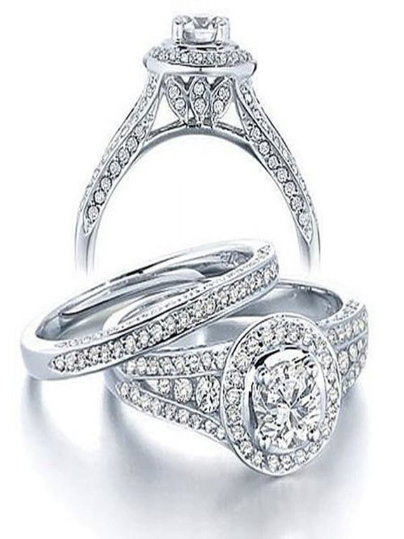 Gleaming Inexpensive Diamond Wedding Ring Set 2 Carat Round Cut Diamond on 10k Gold