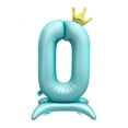 thumbnail image 1 of 42” Standing Crown Number 0 Balloon, Large Blue Foil Balloon for Birthday Party Decorations, 1 of 7