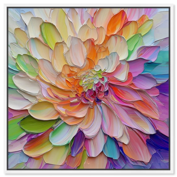 Gleaming Petals Canvas Modern Abstract Art by Art Remedy, White Frame, 40" x 40"