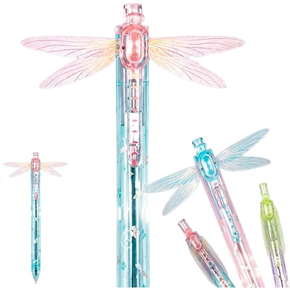 Gleaming Wings Dragonfly Pen, 0.5mm 10ml Dragonfly Pen with Moving Wings, Cute Novelty Click Pen with Translucent Barrel, Fun Animal Ballpoint Pen for Journaling, School, Office, Desk Accessories