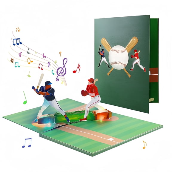 3D Pop-Up Birthday Card with Lights & Music – Colorful Greeting Card with Envelope, Baseball Theme Options, Gift Card for Kids & Adults