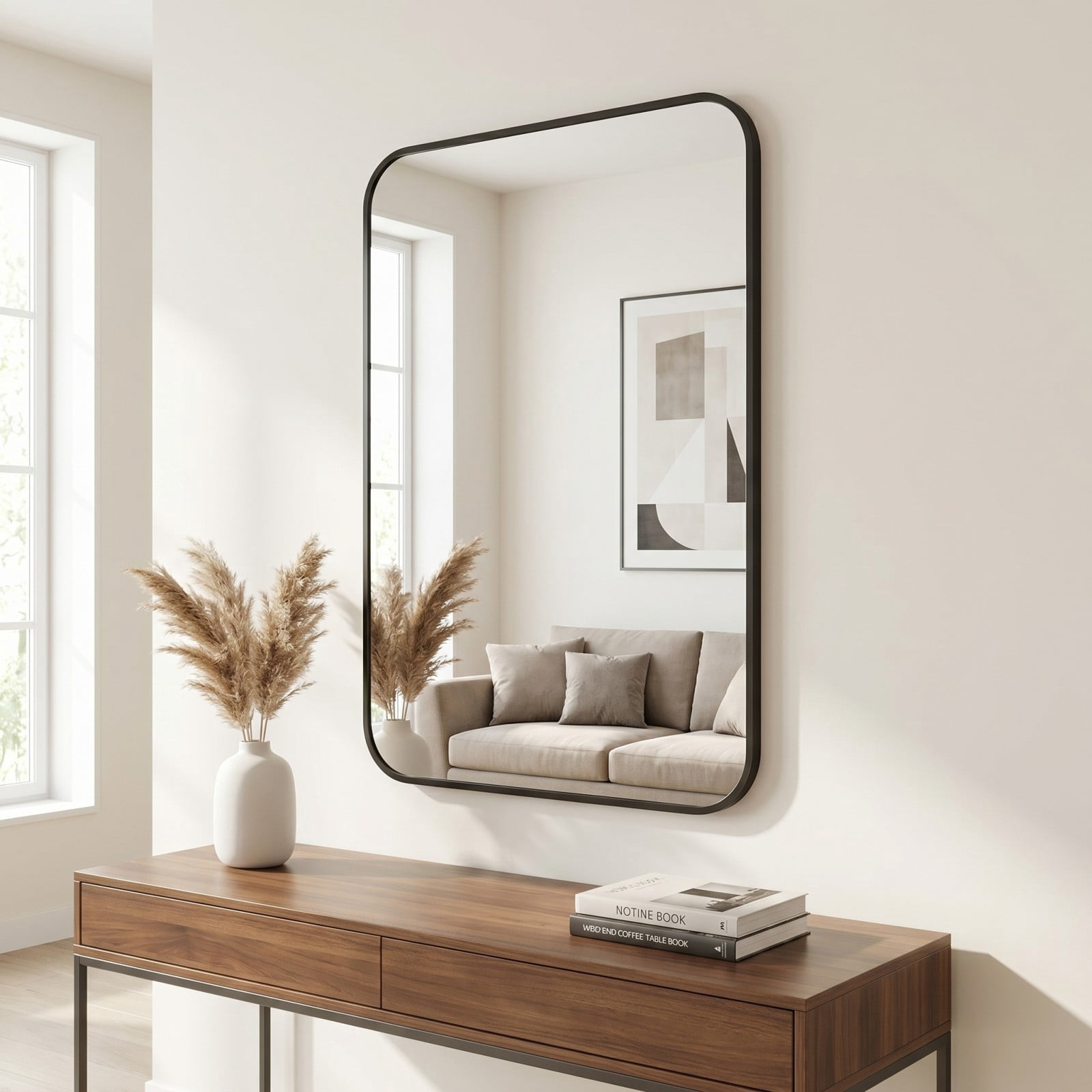 Gleamira 20"x28" Rectangular Bathroom Mirror Wall-Mounted Vanity Mirror, Black