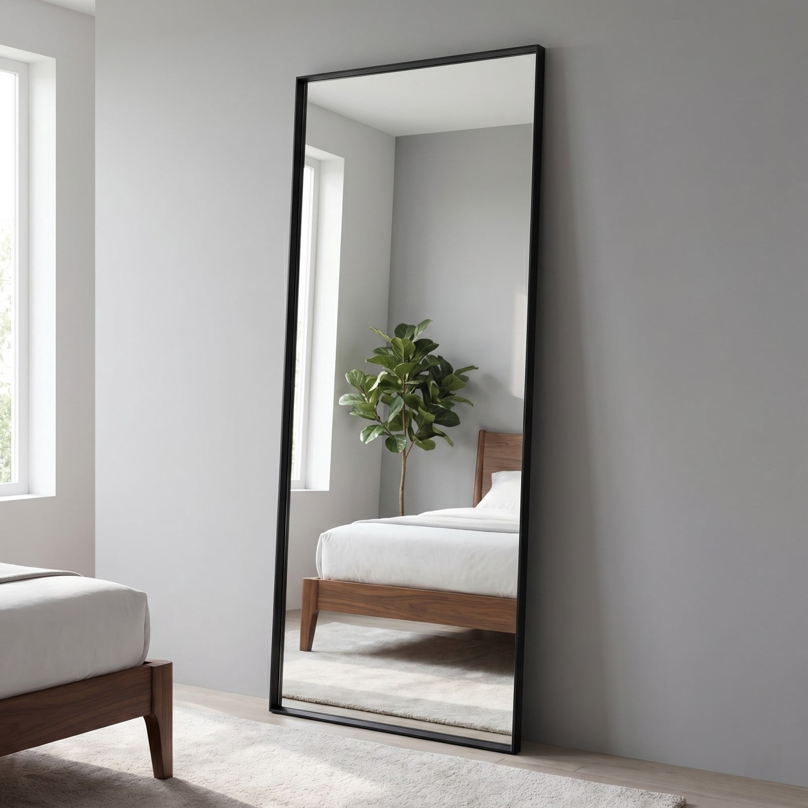 Gleamira 21"x64" Rectangular Full Length Mirror Floor Standing Mirror with Deep Frame, Black