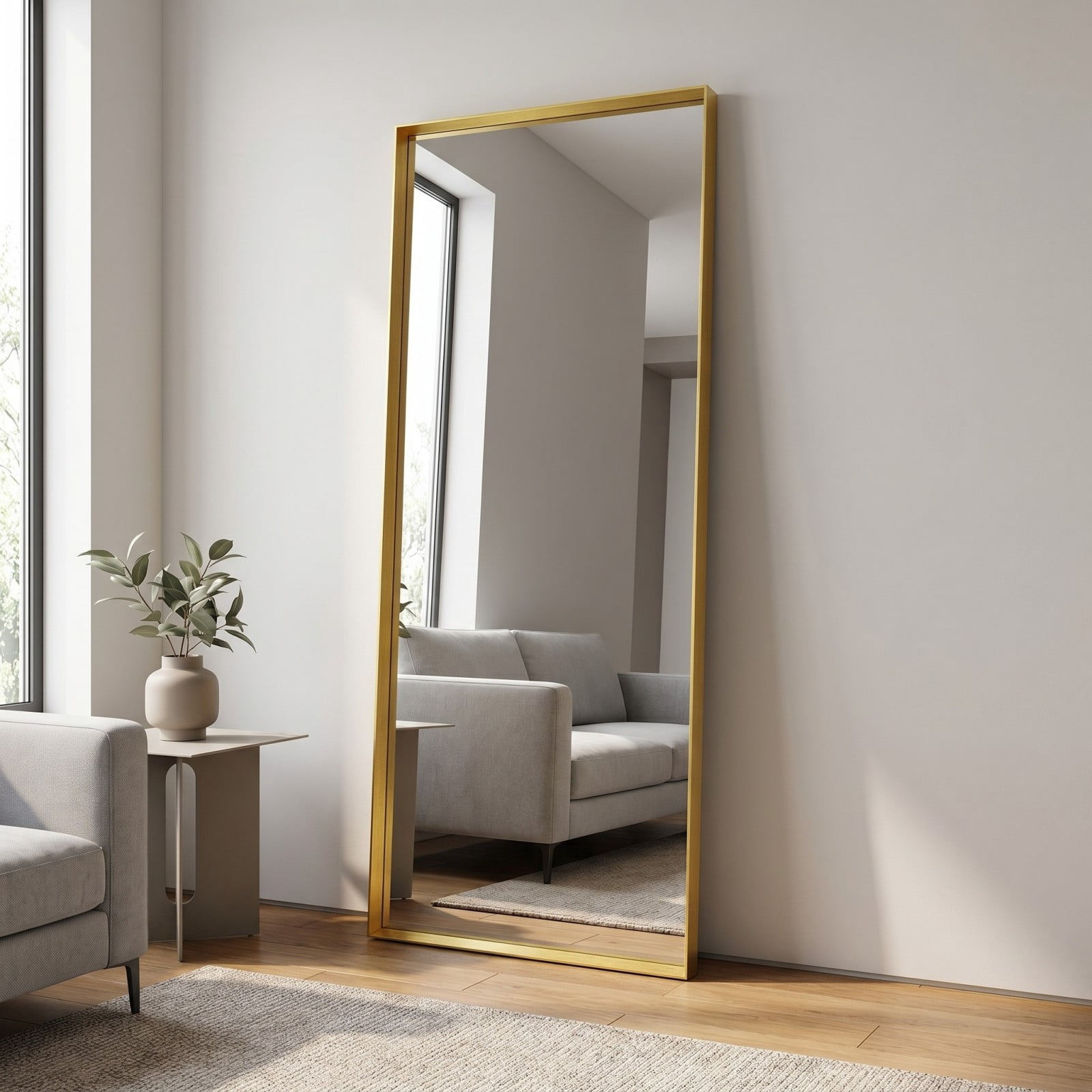 Gleamira 21"x64" Rectangular Full Length Mirror Floor Standing Mirror with Deep Frame, Gold