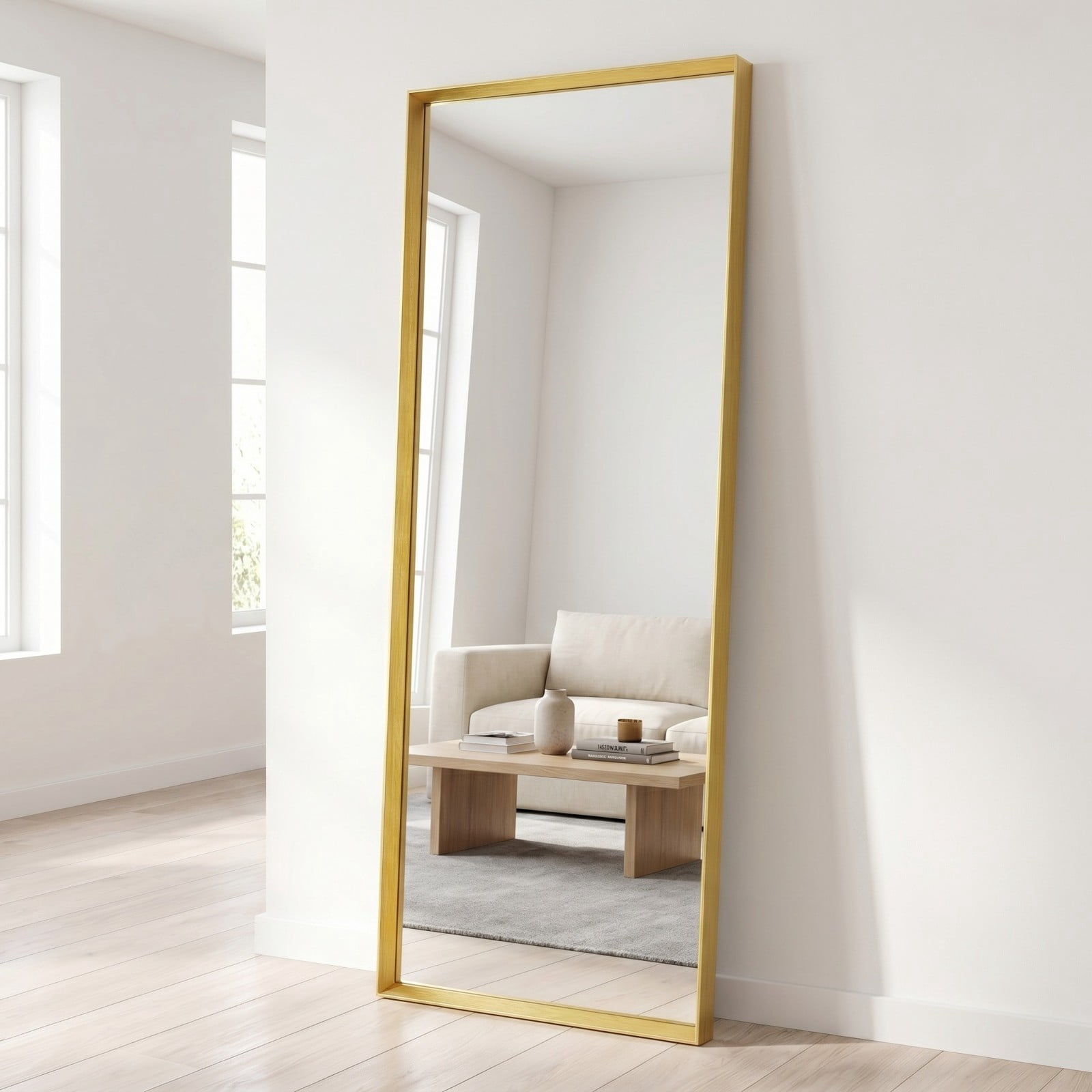 Gleamira 22"x65" Rectangular Full Length Mirror Floor Standing Mirror with Deep Frame, Gold