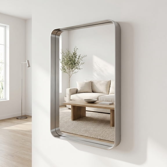 Gleamira 24"x32" Rectangular Bathroom Mirror Vanity Wall Mounted Mirror with Deep Frame, Silver