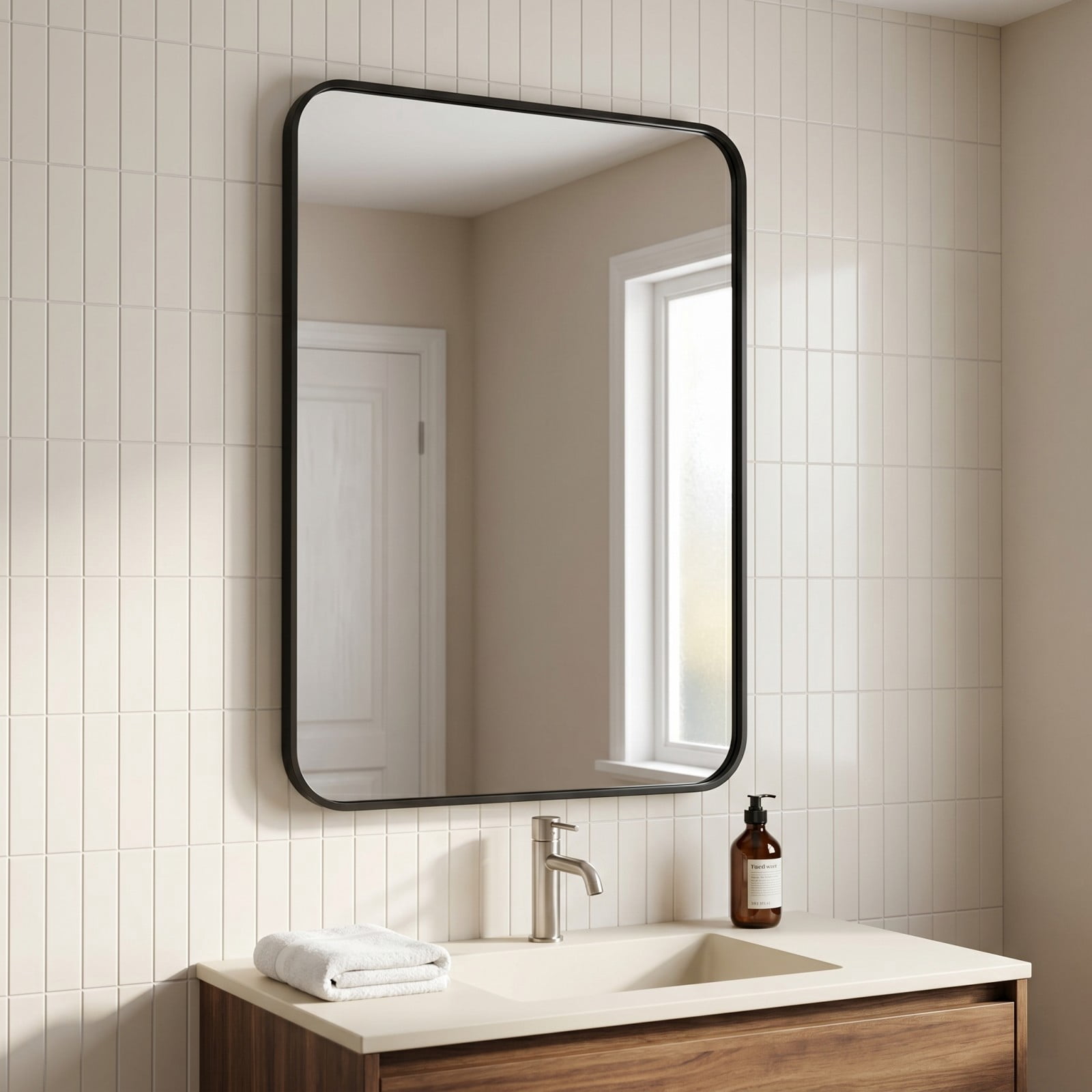 Gleamira 26"x38" Rectangular Bathroom Mirror Wall-Mounted Vanity Mirrore, Black
