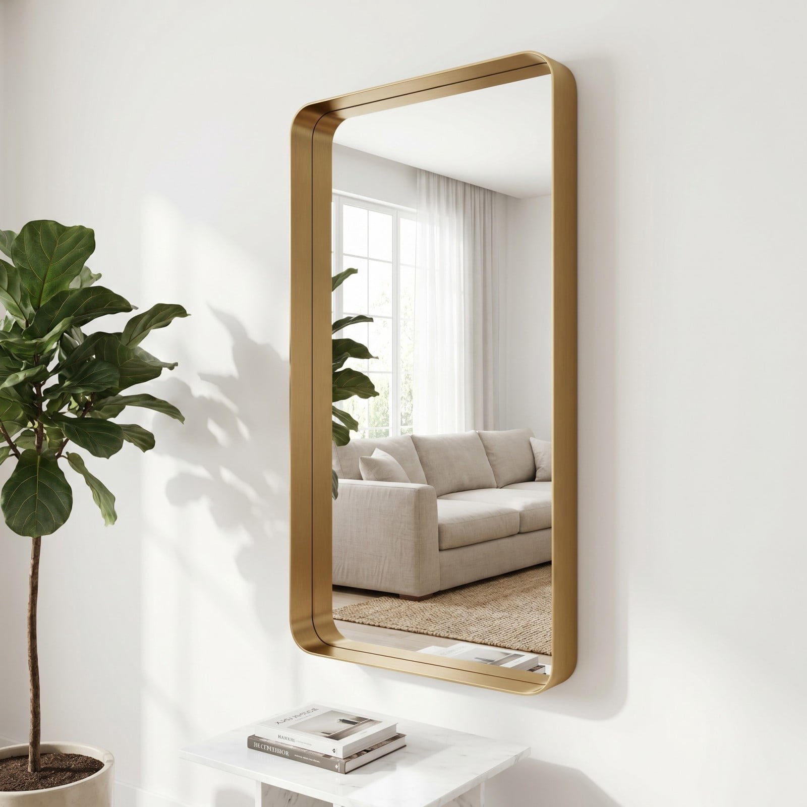 Gleamira 30"x50" Rectangular Bathroom Mirror Vanity Wall Mounted Mirror with Deep Frame, Gold