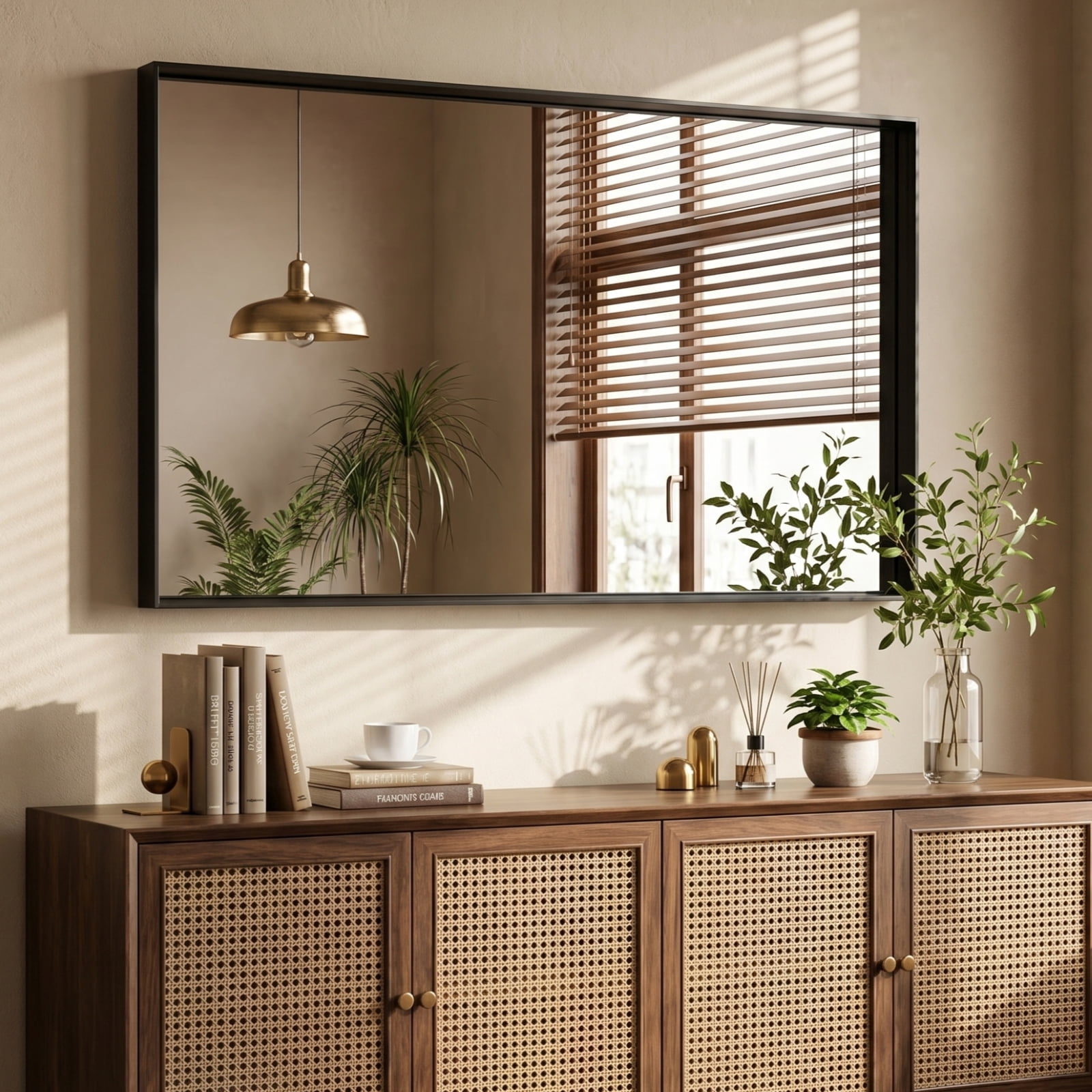 Gleamira 30"x50" Rectangular Bathroom Mirror Wall Vanity Mirror with Deep Frame, Black
