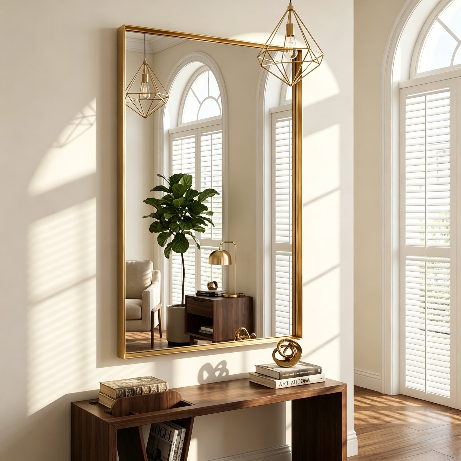Gleamira 30"x55" Bathroom Wall Mounted Mirror Vanity Rectangular Mirror with Deep Frame, Gold