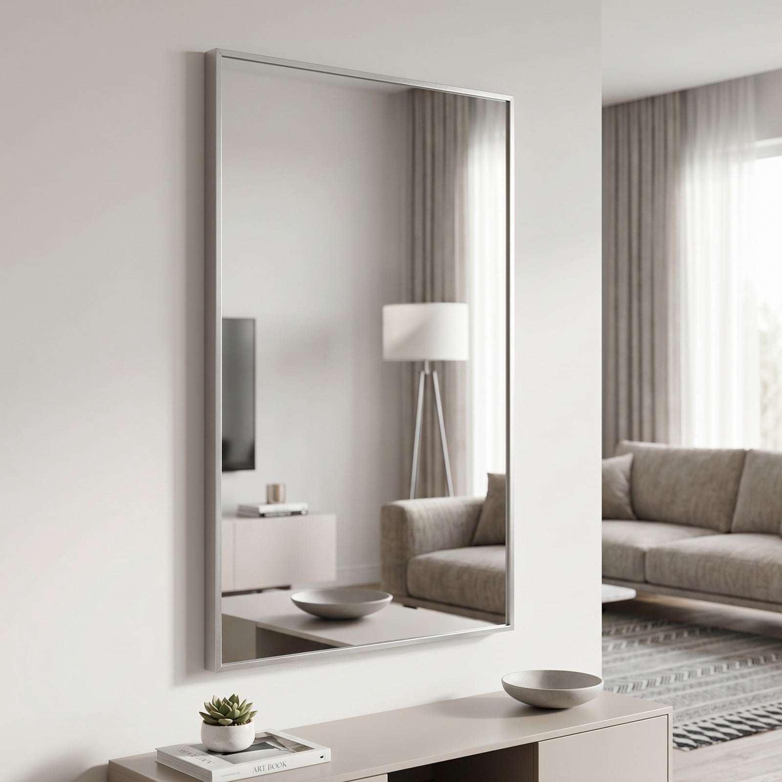 Gleamira 30"x55" Rectangular Full Length Mirror Floor Standing Mirror, Silver